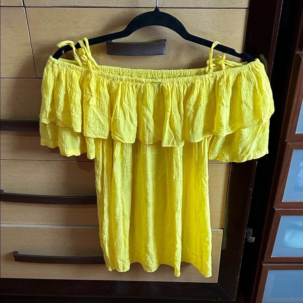 JACKPOT Sunny Yellow Off-Shoulder Blouse size OS nwt
